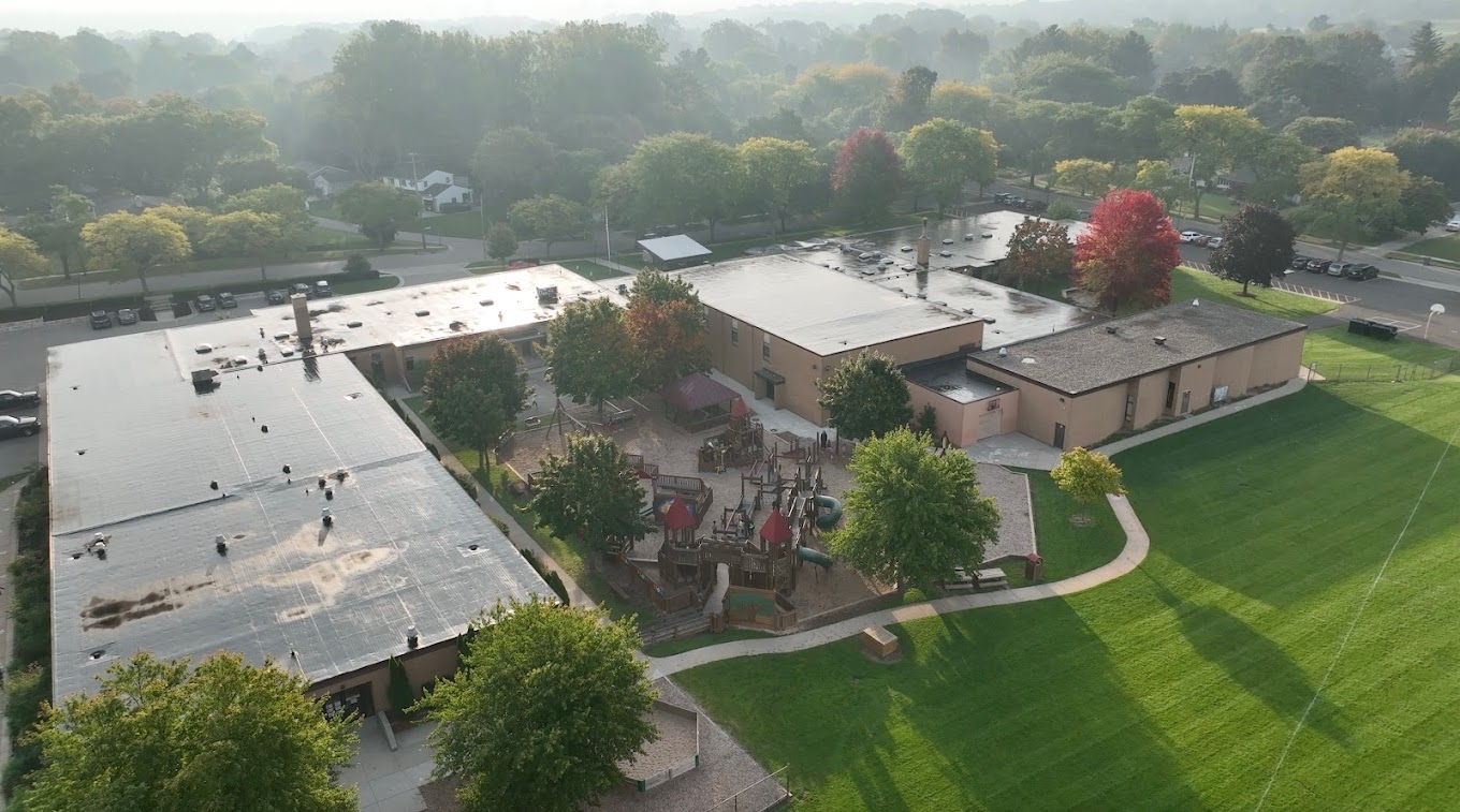 Aerial view of West Side Christian School campus